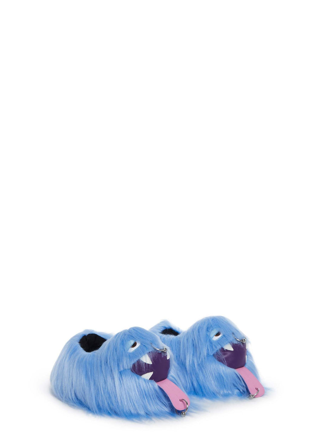 Dolls Kill Case Of The Grumpies Fuzzy Slippers by Trickz N’ Treatz – Kooky Monster Faux Fur Slip-Ons with Eyes & Piercing, Small