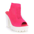 PAZZLE Open Toe/Peep Toe Chunky Platform Booties
