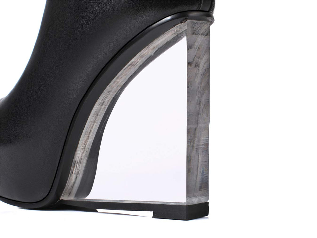 Black TinaCus Women's Handmade Genuine Leather Calf Boot