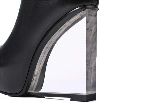 Black TinaCus Women's Handmade Genuine Leather Calf Boot