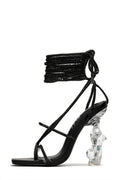 Cape Robbin Women's Rhodia Rhinestone Artistry Body Shape Strappy Heel Sandal (Black, US Footwear Size System, Adult, Women, Numeric, Medium,