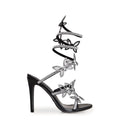 Wild Diva Women Rhinestone Butterfly Spiral Wrap Around High Heel Sandals Berlin-527 Self Black