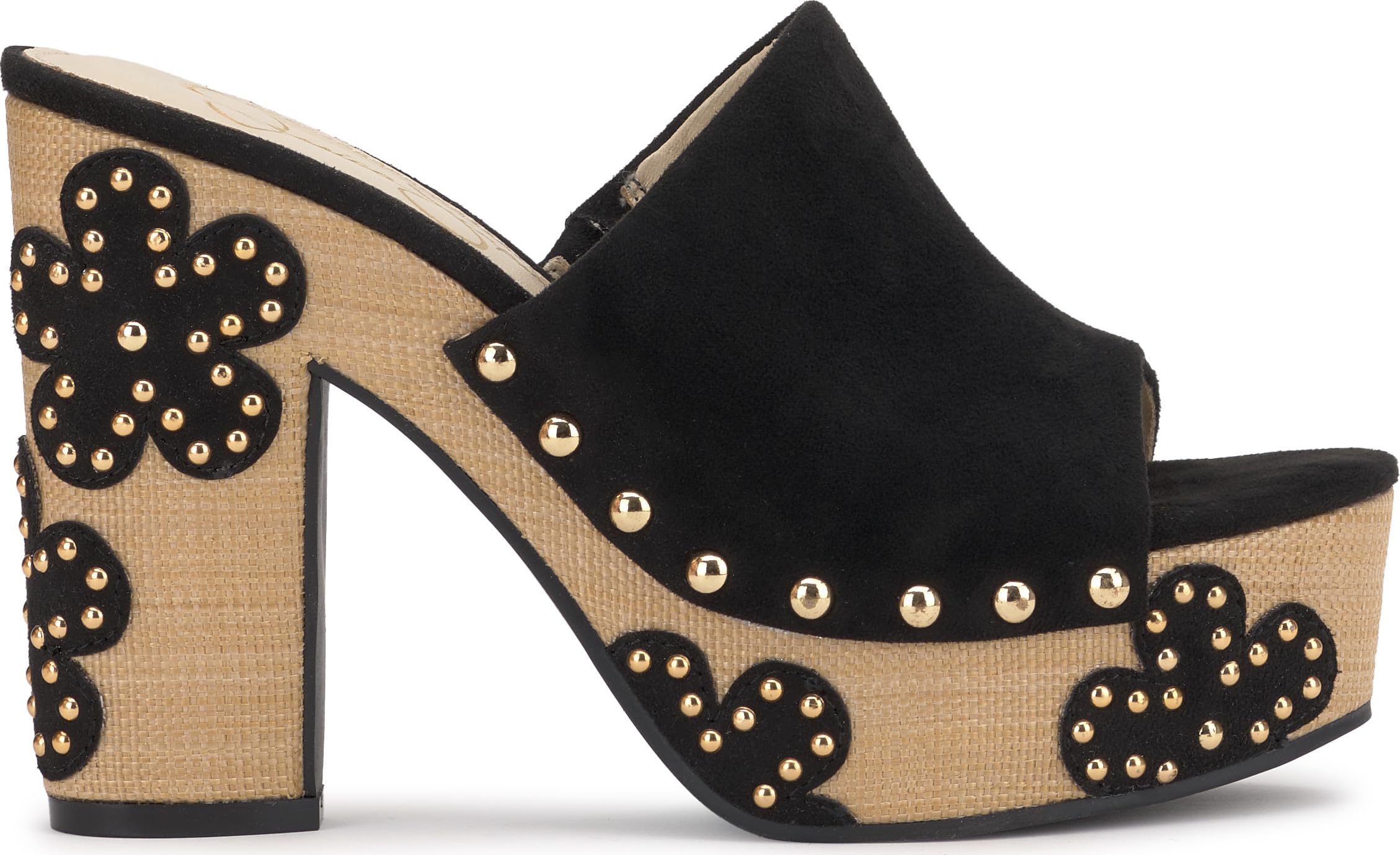 Jessica Simpson Women's Shelbie Platform Sandal, Black Supreme Microsuede, 7.5