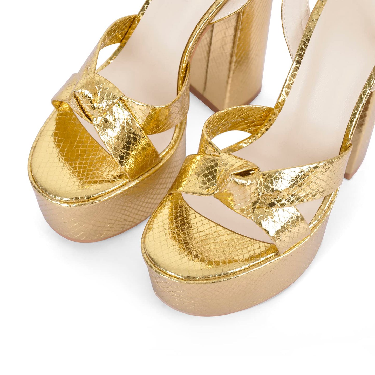 Onlymaker Platform Heels for Women Sexy Ankle Strap Chunky High Heeled Sandals Sparkly Metallic Gold 5 inch High Block Heel Platform Chunky Heels for Wedding Party Prom Dressy Size 8