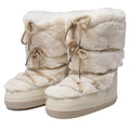 ZHENAIYISHENG Faux Fur Boots for Women - Fuzzy Fluffy Furry Water Resistant Snow Boots for Women - Anti-Slip with Cotton Sponge Lined and TPR Rubber Sole Black White Fur Boots beige