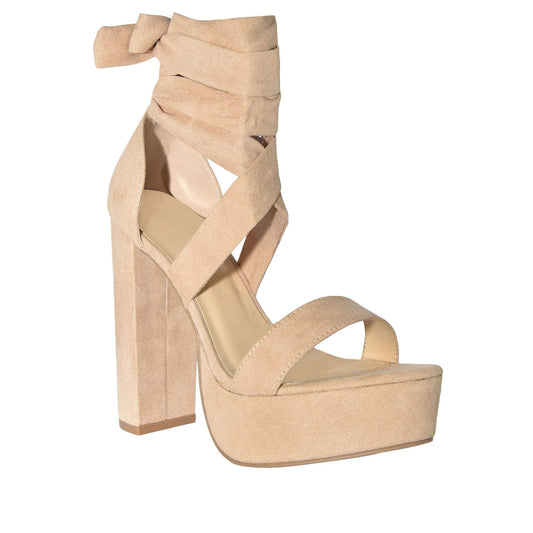 Wild Diva Women’s Lace Up Crisscross Platform Chunky Block Heel Sandals-NAVS-7.5
