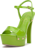 Jessica Simpson Women's Calenta Platform Sandal, Lizard Green Patent