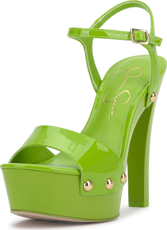 Jessica Simpson Women's Calenta Platform Sandal, Lizard Green Patent, 8