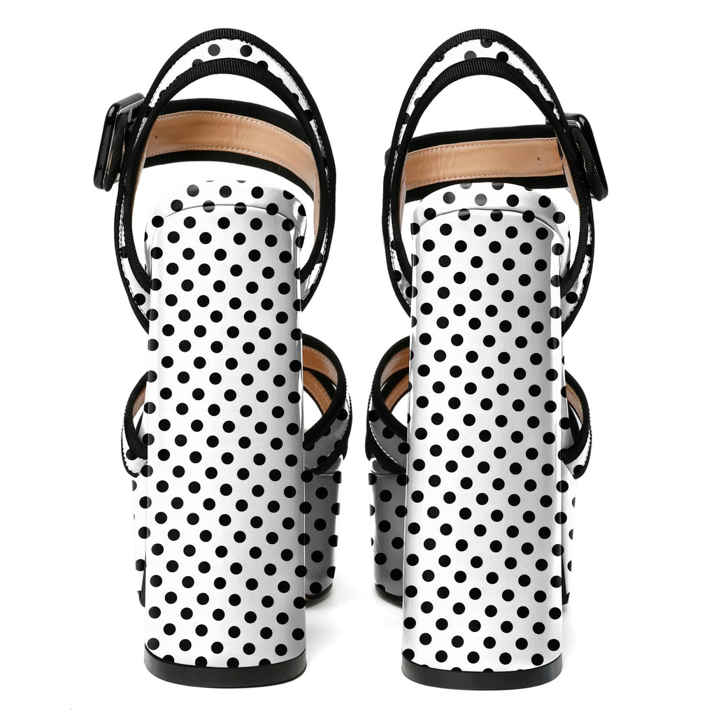 Polka Dott Mettesally Women's Platform Chunky High Heel