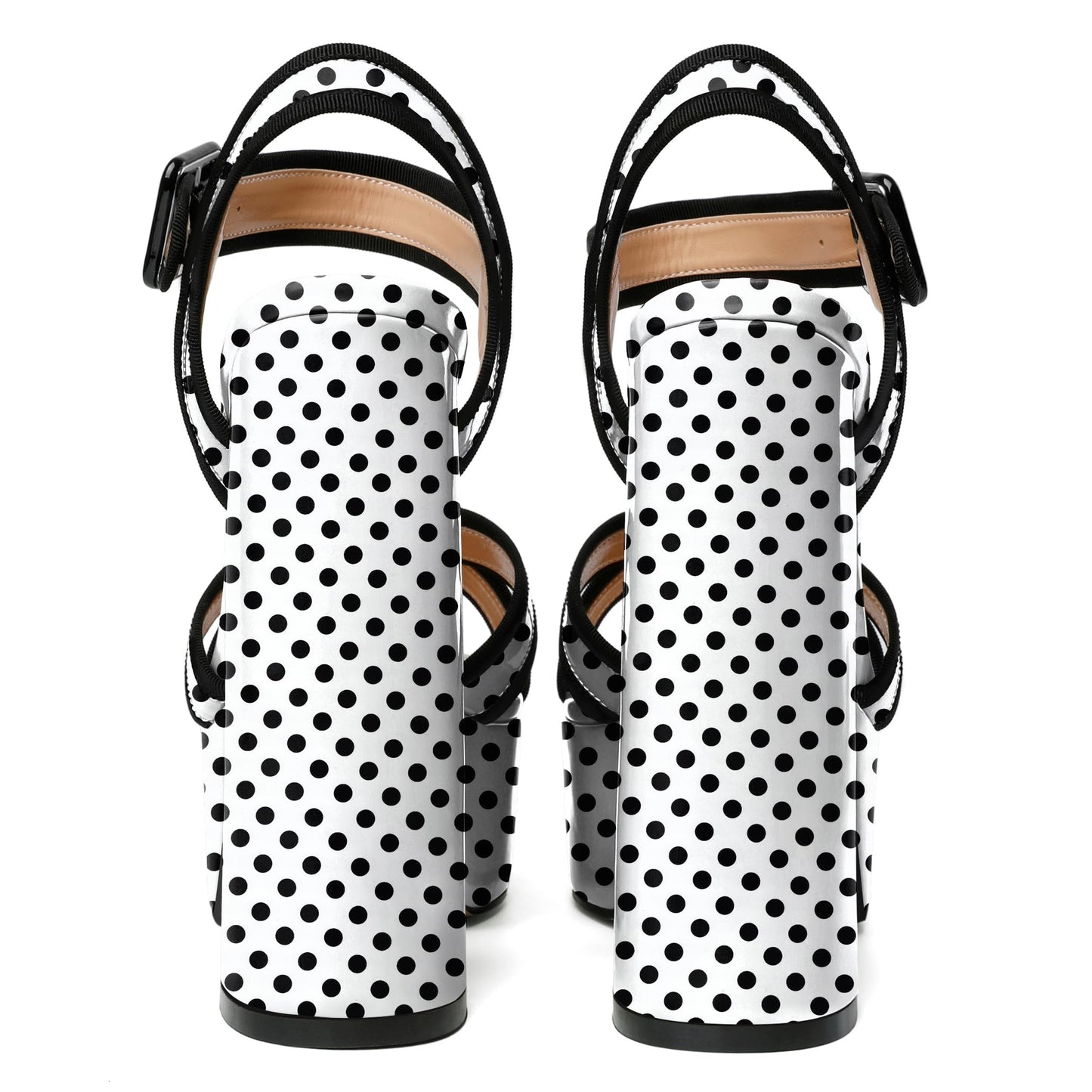 Polka Dott Mettesally Women's Platform Chunky High Heel