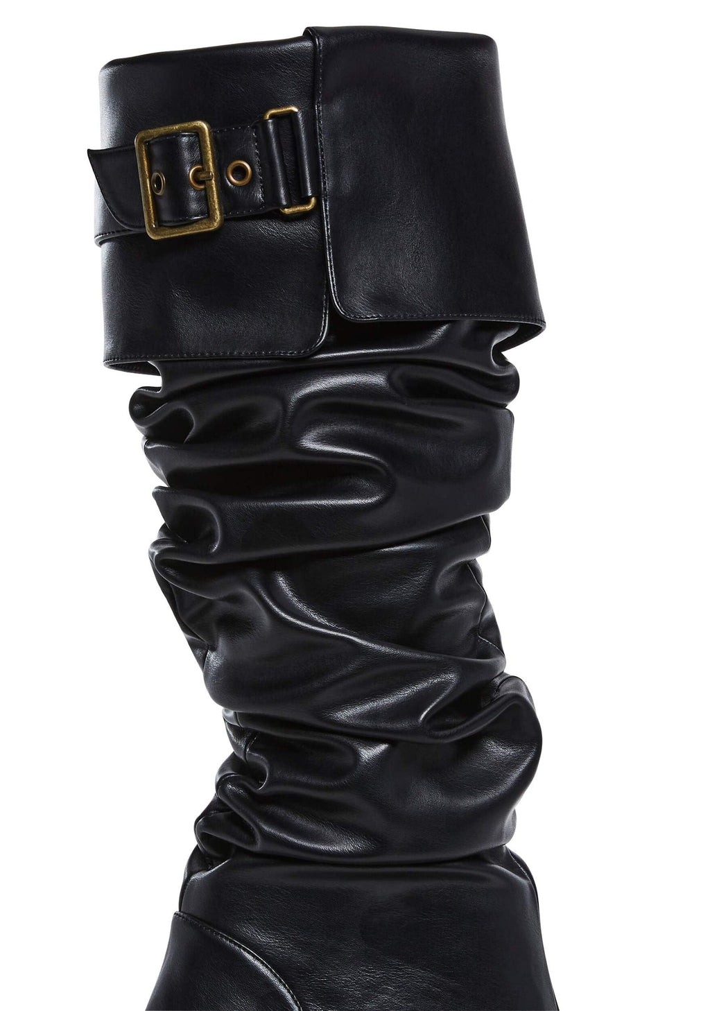 Dolls Kill Ren Faire Plat. Slouchy Boot by Trickz N’ Treatz – Women’s Vegan Leather Platform Boots with Buckles, Black, 10
