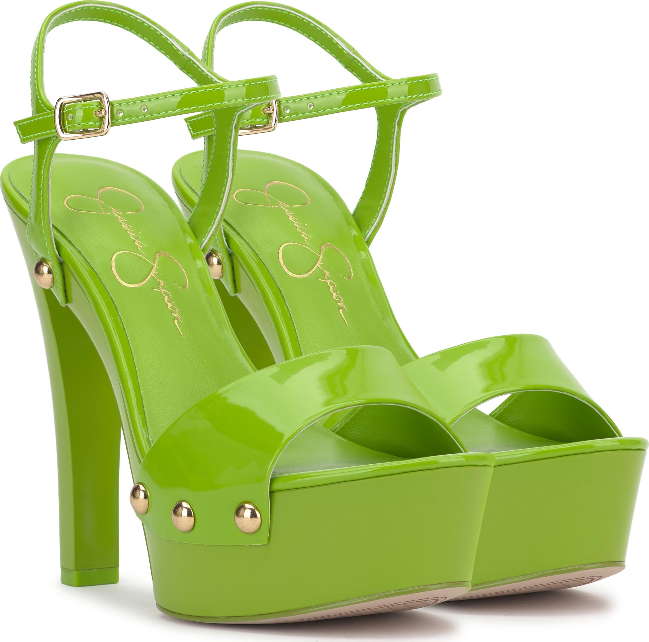 Jessica Simpson Women's Calenta Platform Sandal, Lizard Green Patent