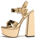 Mettesally Women's Platform Chunky High Heels Dress Sandals Open Toe Ankle Strap Strappy Wedding Bridal Party Dress Shoes for Women Bride