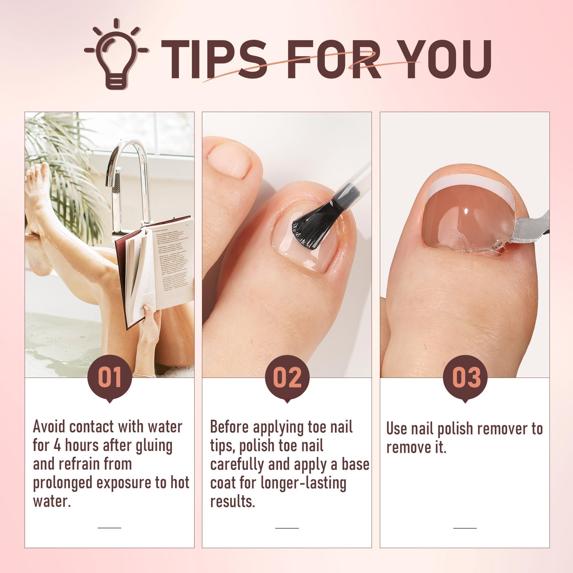 UNA GELLA Toe Nail Press Ons Honey Brown Toe Nail Tips Gel Nail Tips French Tip Press On Nails -216pcs 12sizes Soft Gel Press On Toenails Acrylic Nails Soak Off Toenail Press Ons For Home DIY Nail