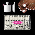Swritatsk White Toe Nail Press Ons, Press On Toenails for Women, 150pcs White Toe Press On Nails tips, Fake Toenails Acrylic Toe Nail Tips Short Square False Toenails Artificial DIY 15 Sizes