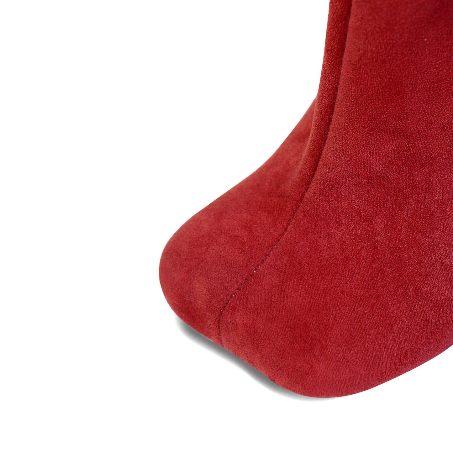 VOZTOLLS Knee High Boots Women Square Toe Kitten Heel Tall Boots Suede Wide Calf Pull-on Comfortable Fashion Dress Heeled Long Boots Red Size 7