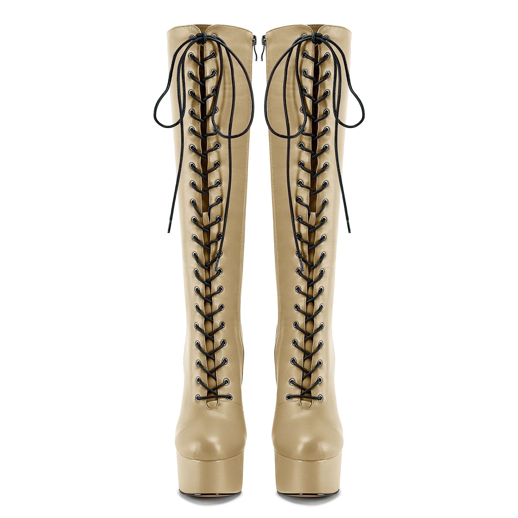 Beige Castamere Womens Chunky Block High Platform Calf boot