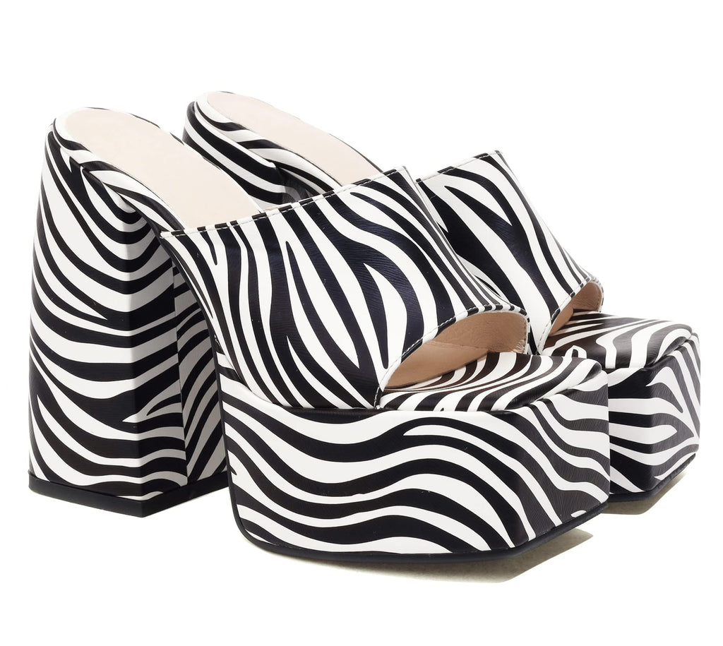 Makmeoyw Platform Heels Slippers Slip On Show Slingback Chunky Heels Sparkly Sandals Square Toe Mules Open Toe High Heels Slide-on Sandals Black Size