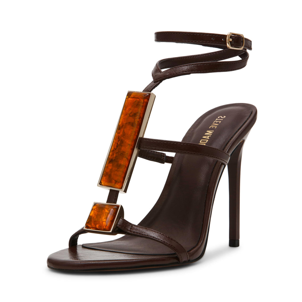 Steve Madden Women's Shaylee Heeled Sandal, Brown, 6