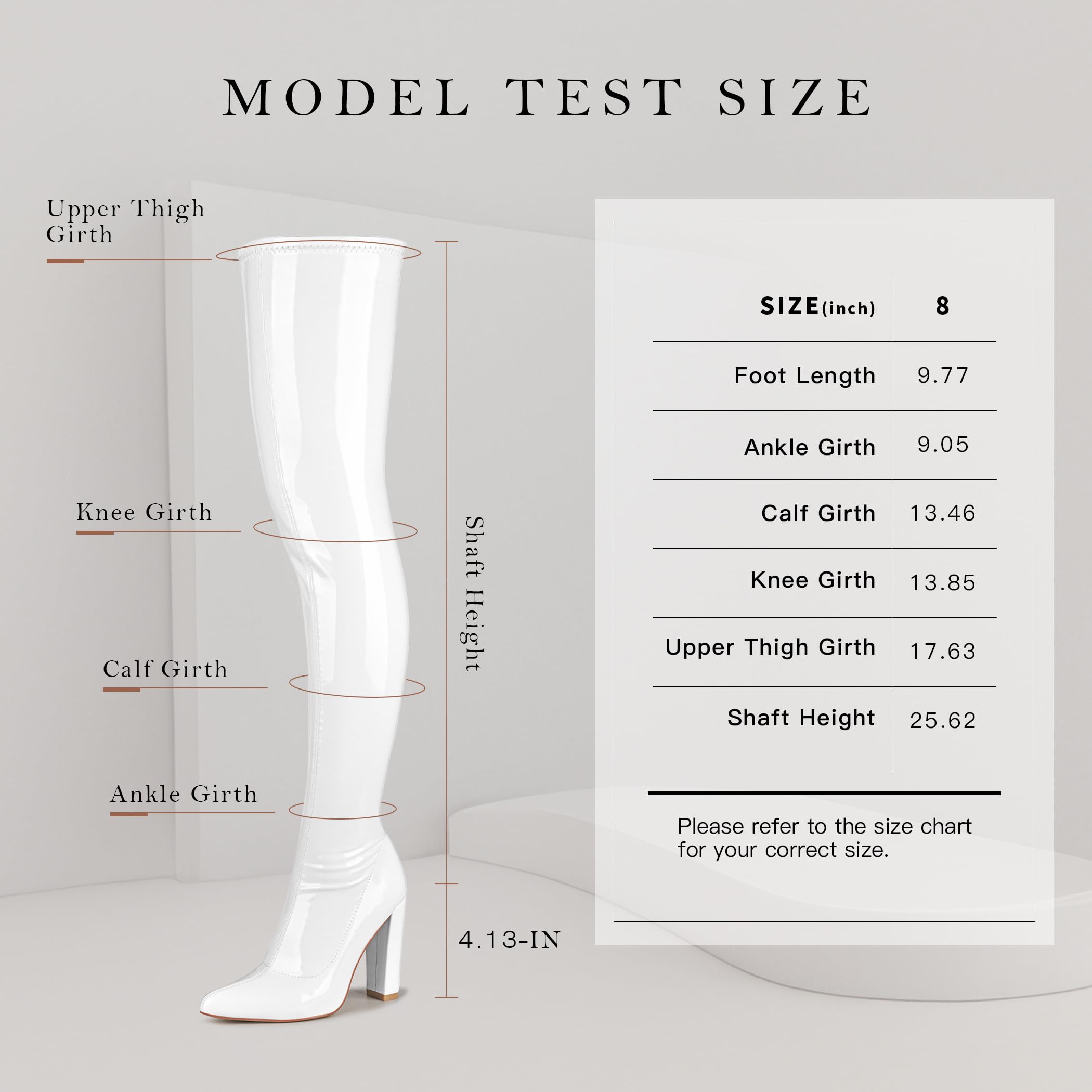 WSKEISP Women's Over The Knee White Boots Thigh High Leather GOGO Boots Knee High 70s Cosplay Casual Fall Winter