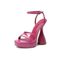Pink vivianly Women's Square Toe Platform High Heel