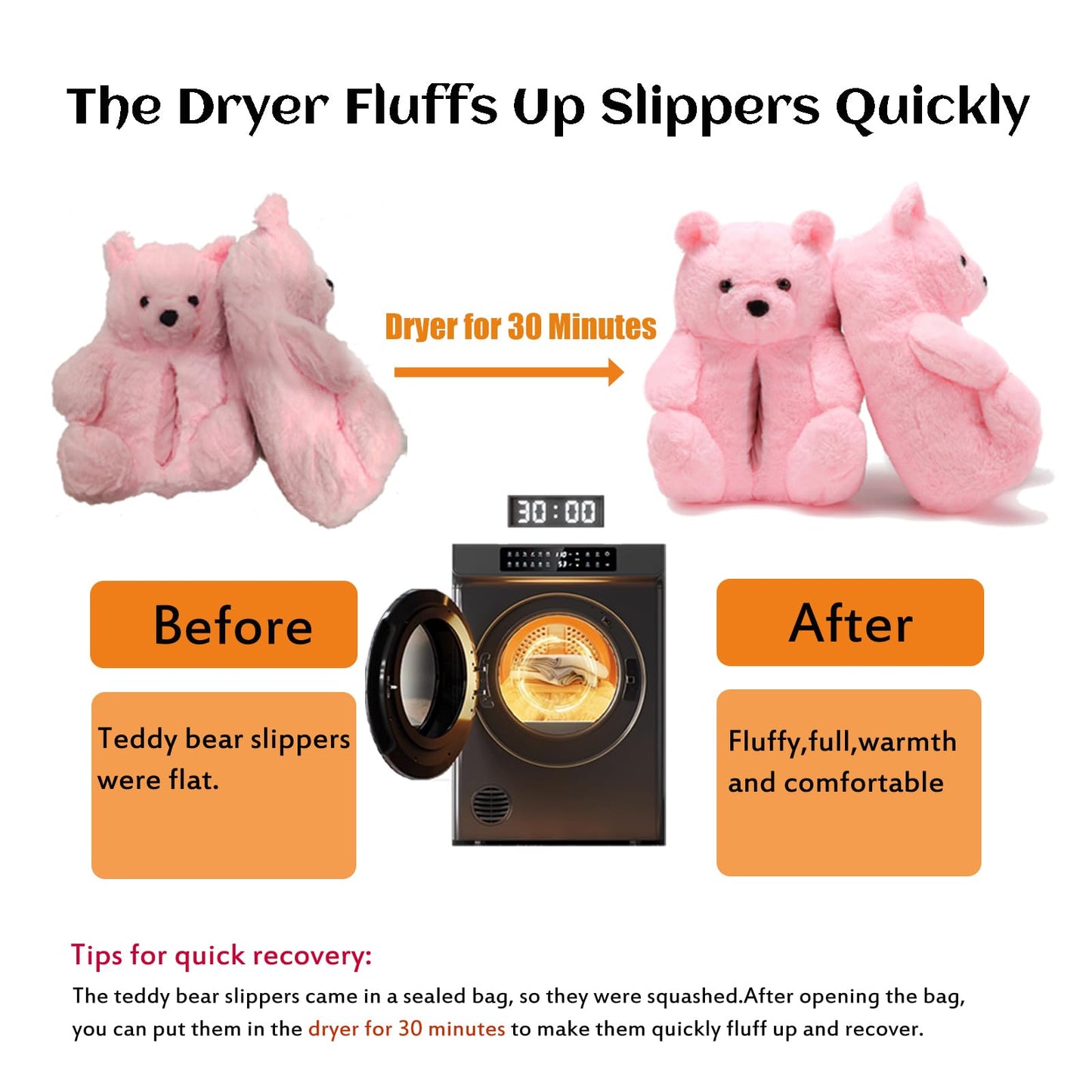 DOVORSY Women's Christmas Teddy Bear Slippers,Winter Fuzzy Cute Indoor House Slippers with Cushion,Pink Fluffy Cartoon Bedroom Shoes,Cozy Warm Gifts for Women,Men,Ladies,Girls (Size 7-11)