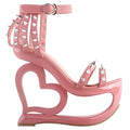 SHOW STORY Fashion Baby Pink Stud Ankle Strap High Heel Platform Party Sandals,