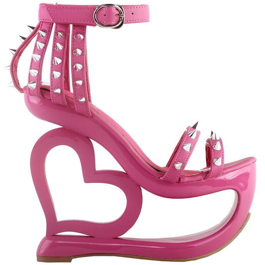 SHOW STORY Fashion Hot Pink Stud Ankle Strap High Heel Platform Party Sandals,LF40204HP39,8US,Hot Pink
