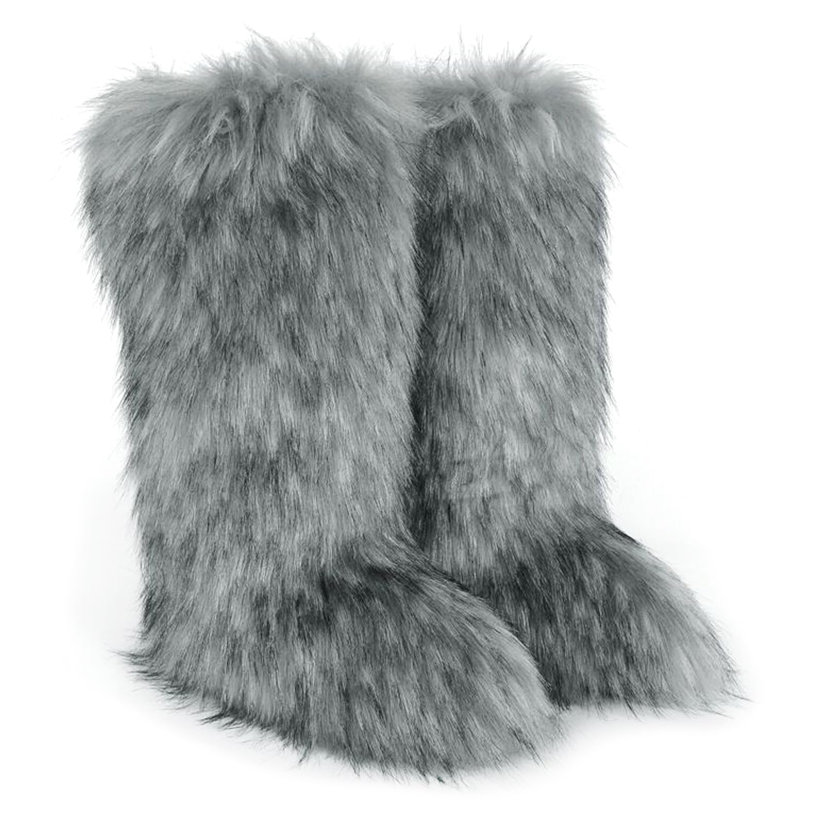 Valpeak Womens Faux Fur Boot Winter Fluffy Long Furry Boots for Girls Outdoor Fuzzy Knee-High Boots