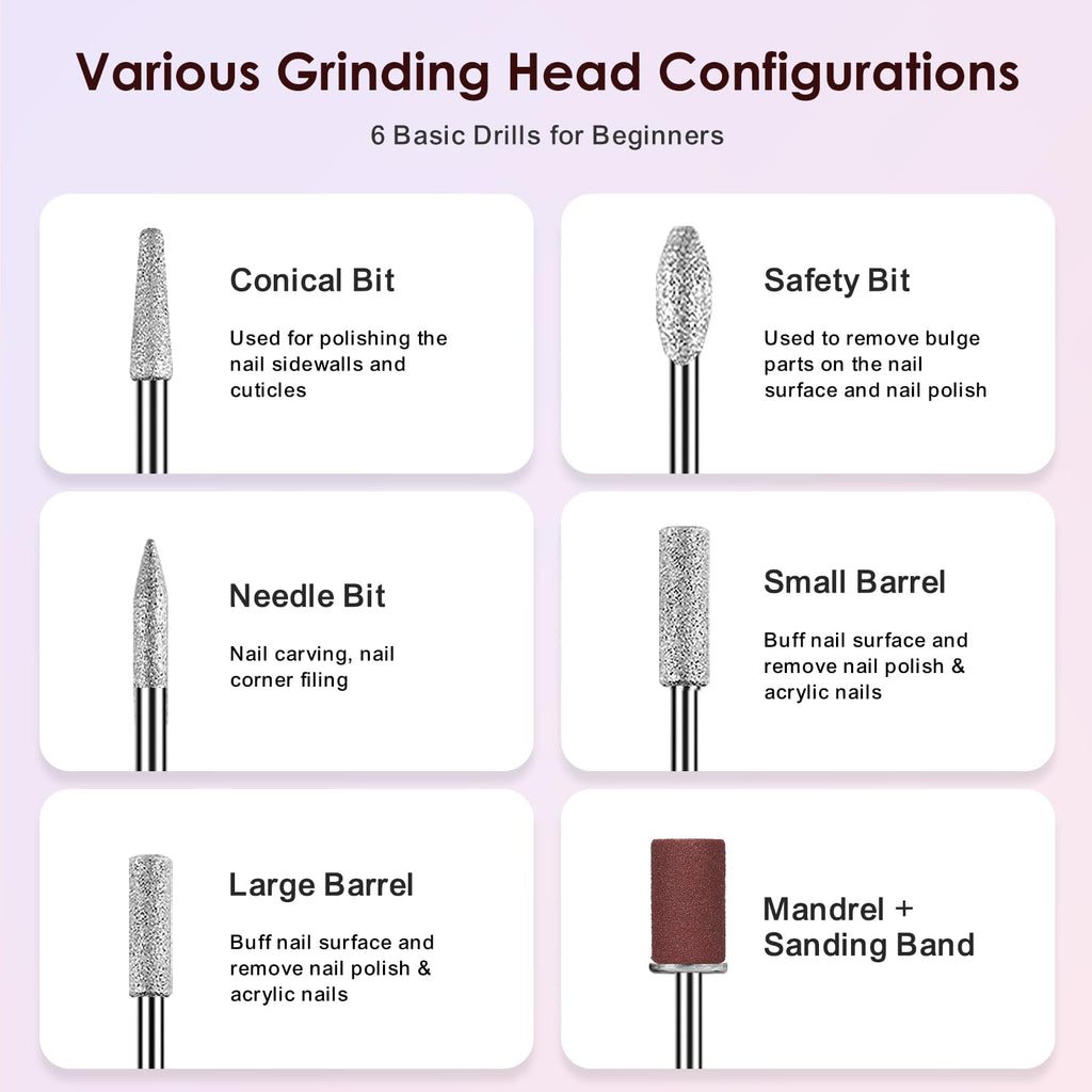 COSLUS Cordless Nail Drill Electric File: Professional for Acrylic Gel Dip Powder Nails Portable Nail Drill Machine Kit for Manicure Pedicure Nail Set with Everything Rechargeable Lightweight