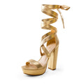 DREAM PAIRS High Chunky Block Platform Heels for Women Strappy Gladiator Sexy Open Toe Dressy Sandals SDHS2205W Gold