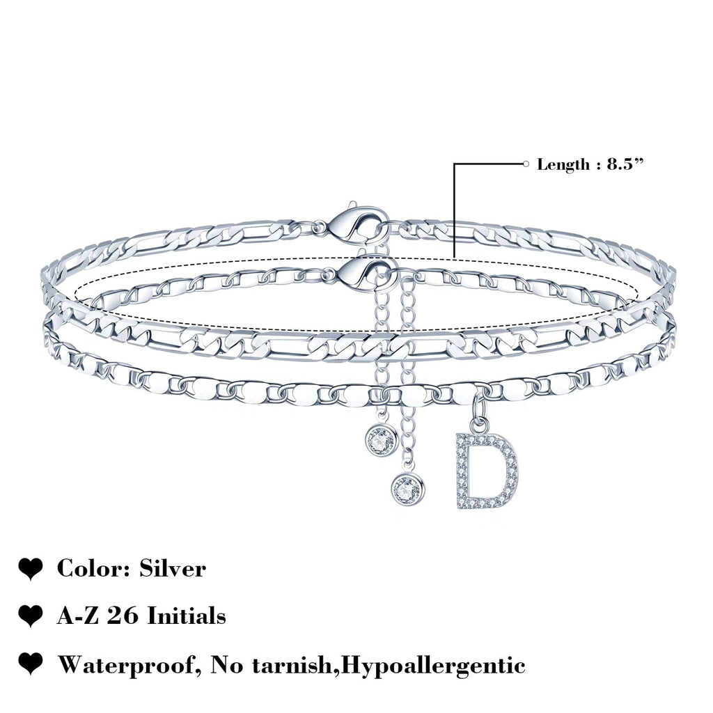Silver Custom Initial Anklet