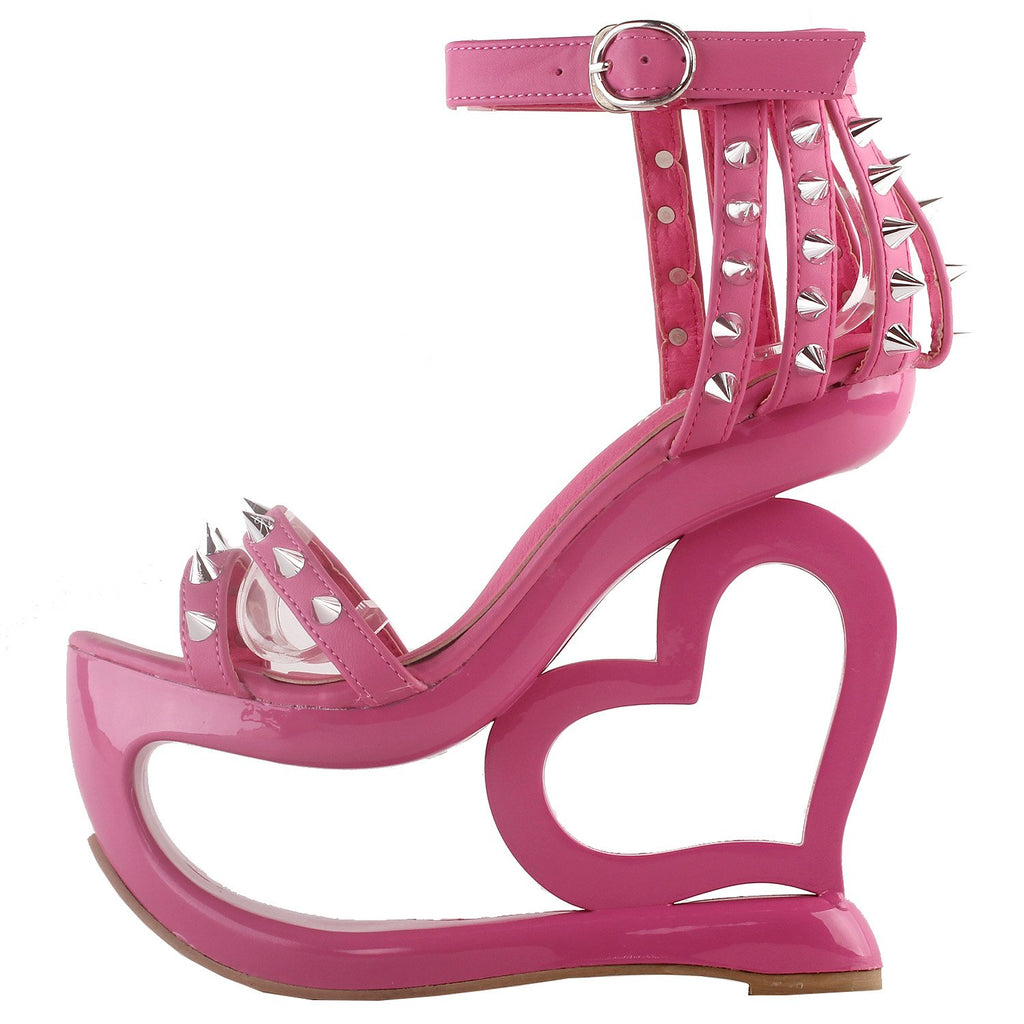 SHOW STORY Fashion Hot Pink Stud Ankle Strap High Heel Platform Party Sandals,