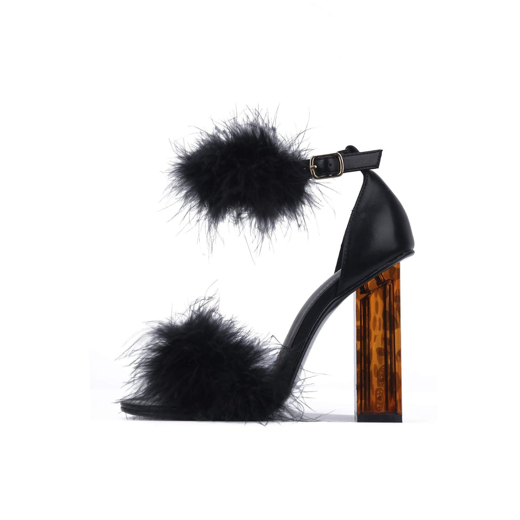 Black Antisocial Sexy Chunky Block High Heel