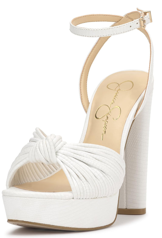 Jessica Simpson Women's Immie Platform Sandal, White Mini Lizard, 11