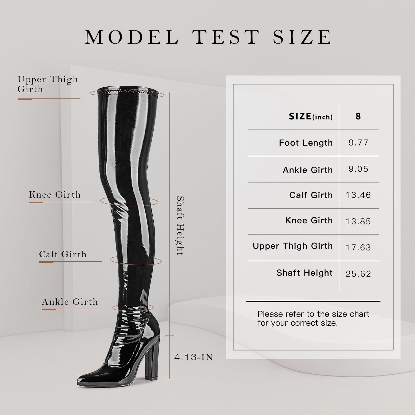 WSKEISP Women's Over The Knee Black Boots Thigh High Leather GOGO Boots Knee High 70s Cosplay Casual Fall Winter