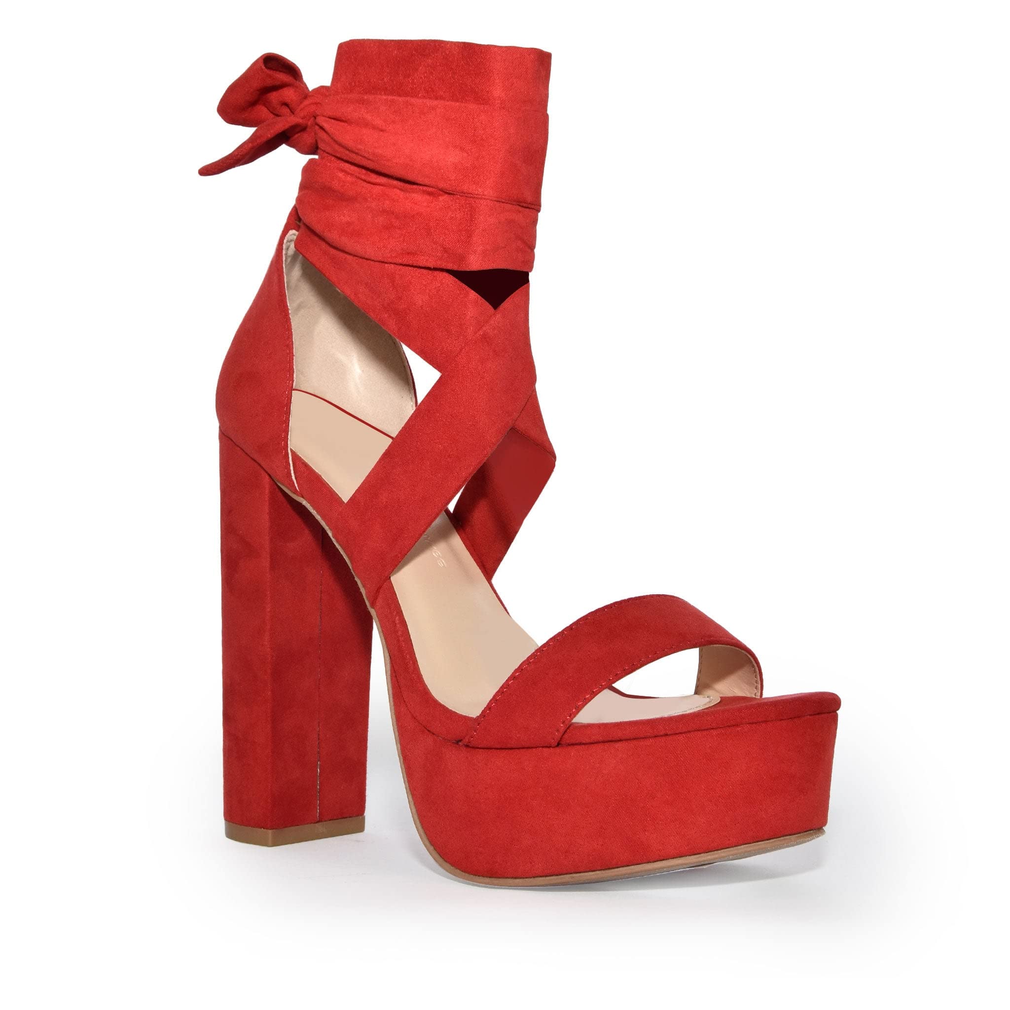 Wild Diva Women’s Lace Up Crisscross Platform Chunky Block Heel Sandals-BKVS