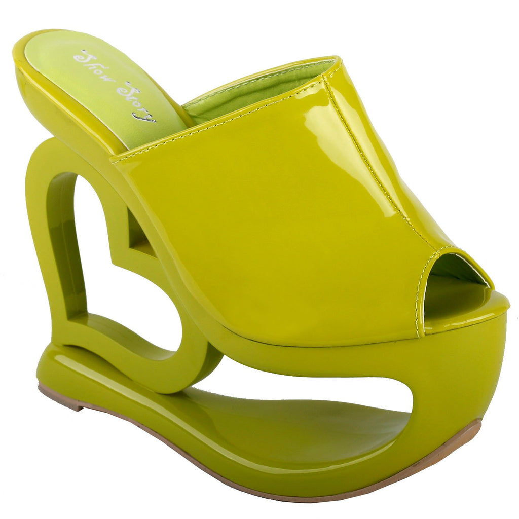 SHOW STORY Trendy Green High Heel Platform Party Sandals,LF40205GR39,8US,Green