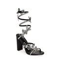 Wild Diva Women's Morris-581 Rhinestone Butterfly Detail Spiral Coil Wrap Around Chunk Heel