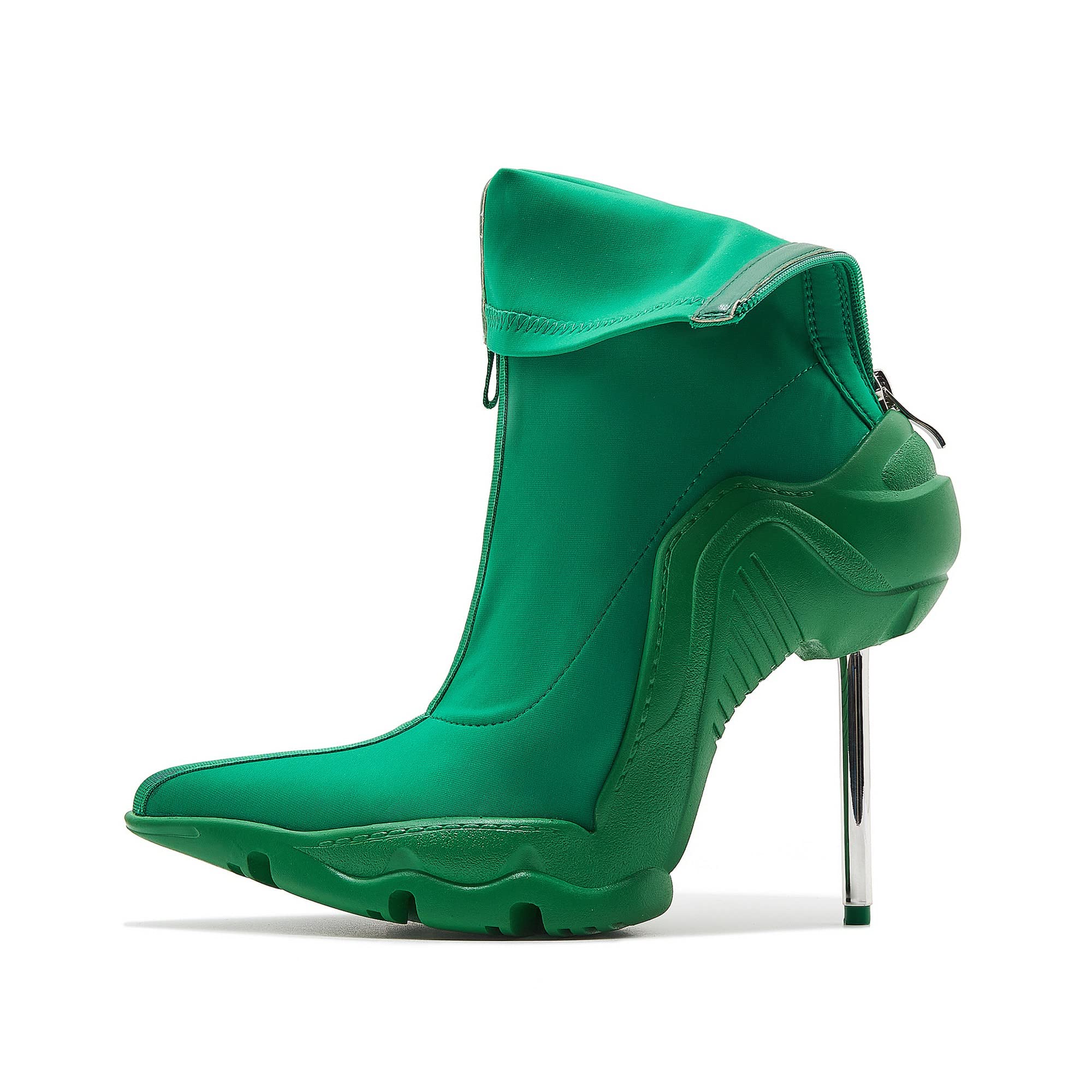 Tsrenlmln Women's Ankle Boots High Heel Boots for Women Fashion Pointed Toe Stiletto Boots Womens Elastic Fabric 8cm Heel Pull-On Short Boots Green Boots