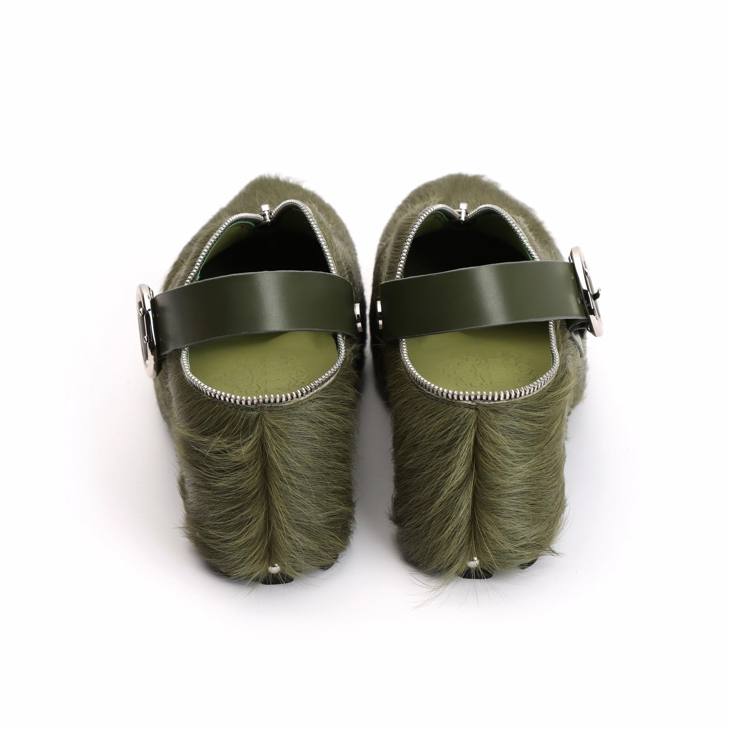 XOBZJH Women’s Natural Cow Print Fur Platform Clogs with Decorative Zipper & Adjustable Buckle Strap – Western Slip-On Punk Rivet Mules with Arch Support, Chunky Retro Rustic Style