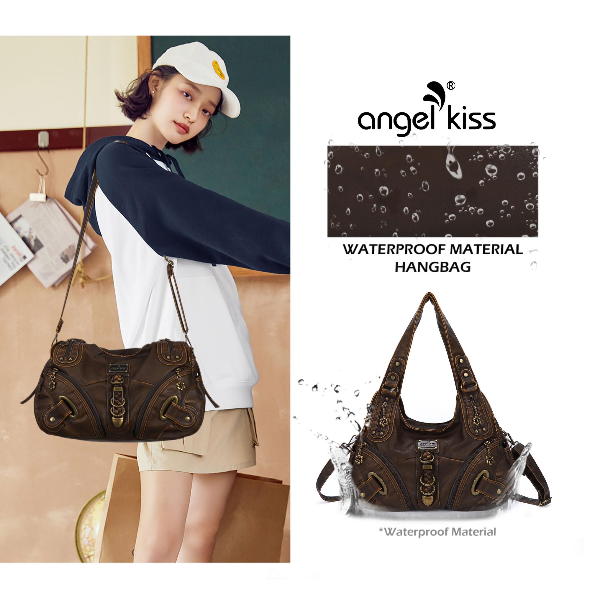 Angelkiss Hobo Purses and handbags for Women Satchel Handbag Women Purses Large Daily Shoulder Bags
