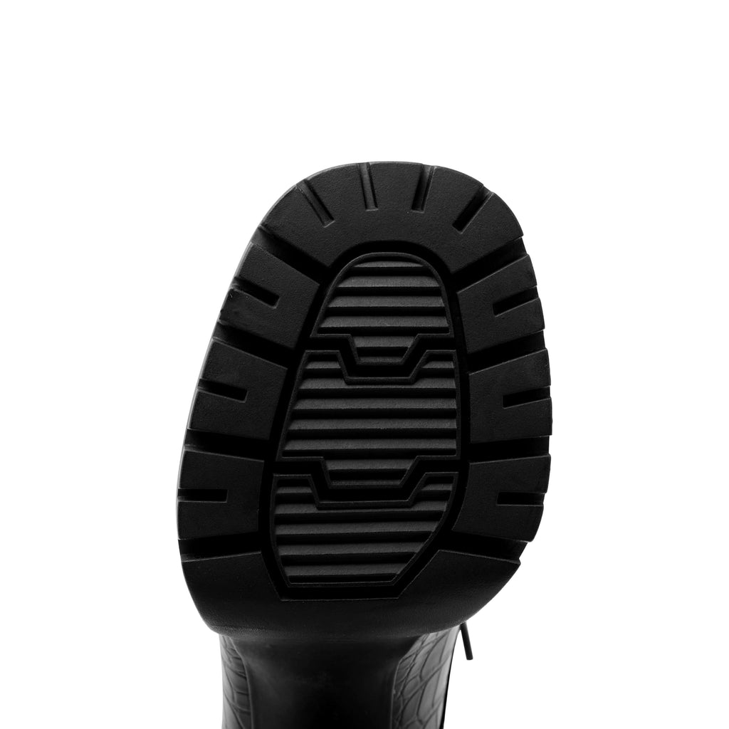 Jaffamiraco Women's Lace Up Pumps Block High Heel Shoes Platform Heels Punk Shoes for Party Black