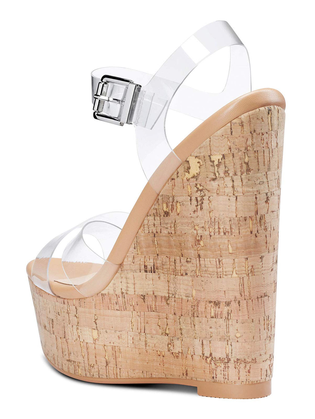 Clear Cork Castamere Womens High-Heel Platform Wedge