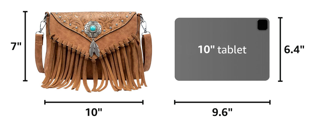 LAVAWA Small Crossbody Bags for Women Crossbody Handbag Fringe Purse Tassel Shoulder Bag Turquoise Concho Wallet