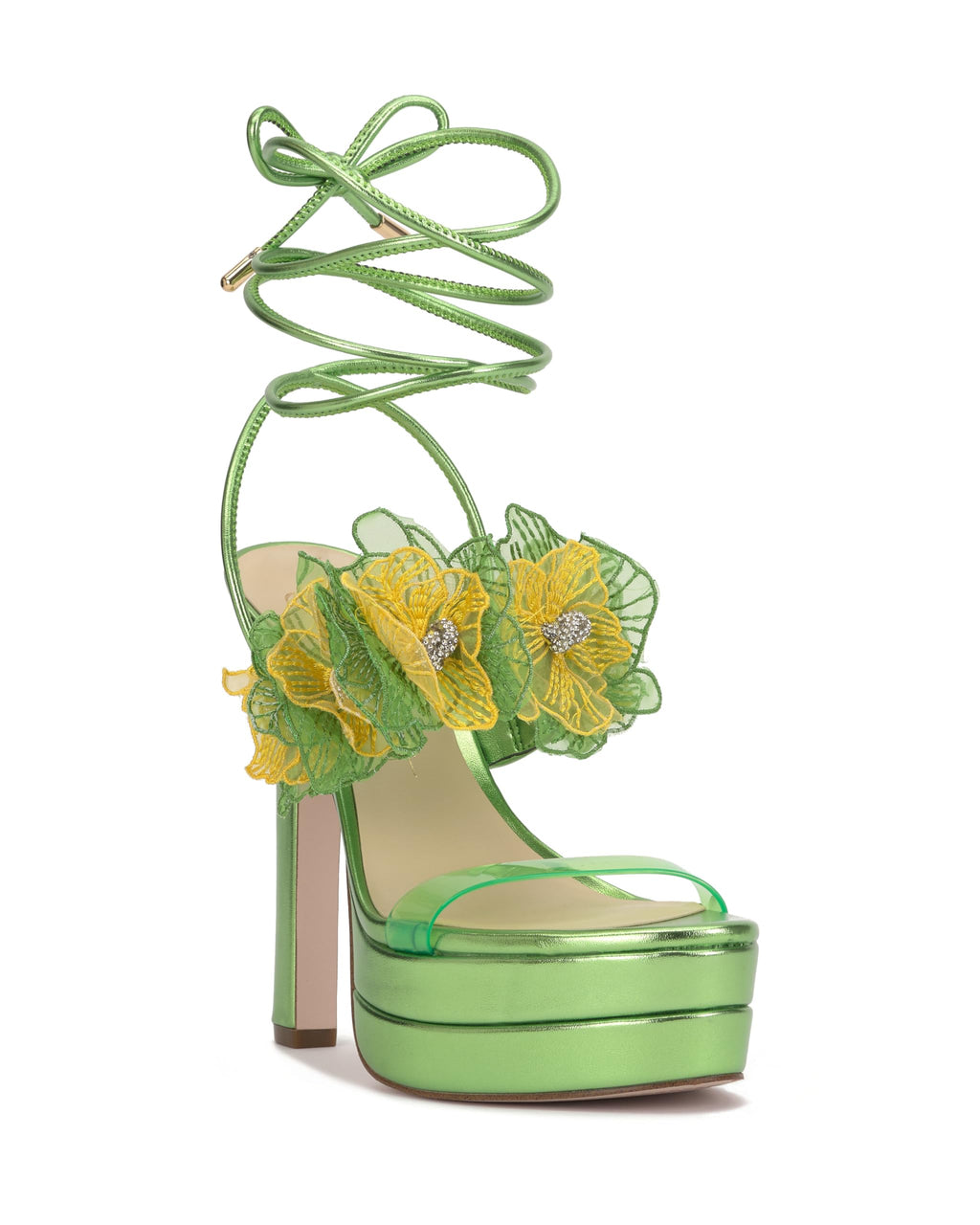 Jessica Simpson Iyla Flower Double Platform Sandal, Bright Green, 9.5