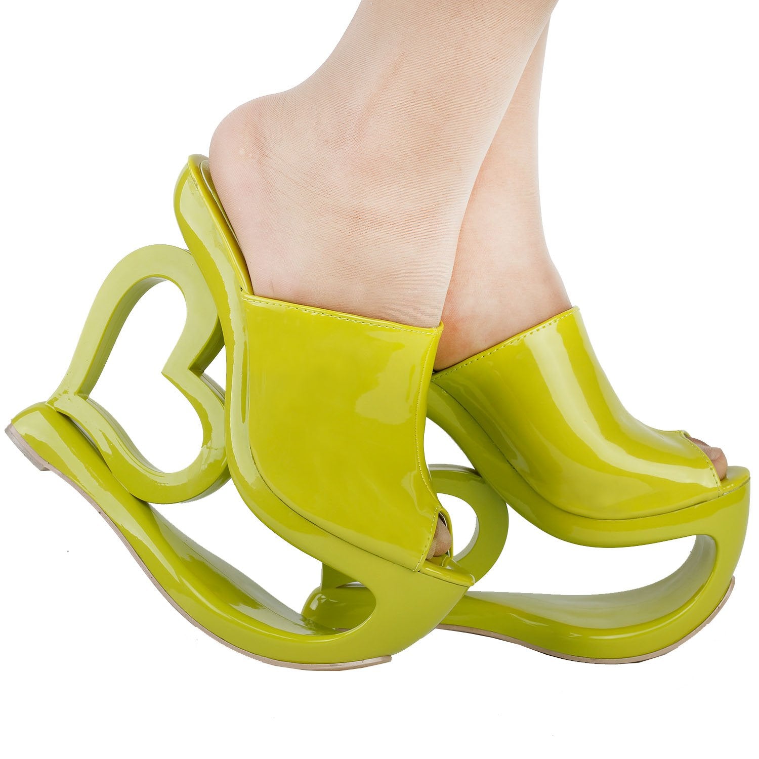 SHOW STORY Trendy Green High Heel Platform Party Sandals,LF40205GR39,8US,Green