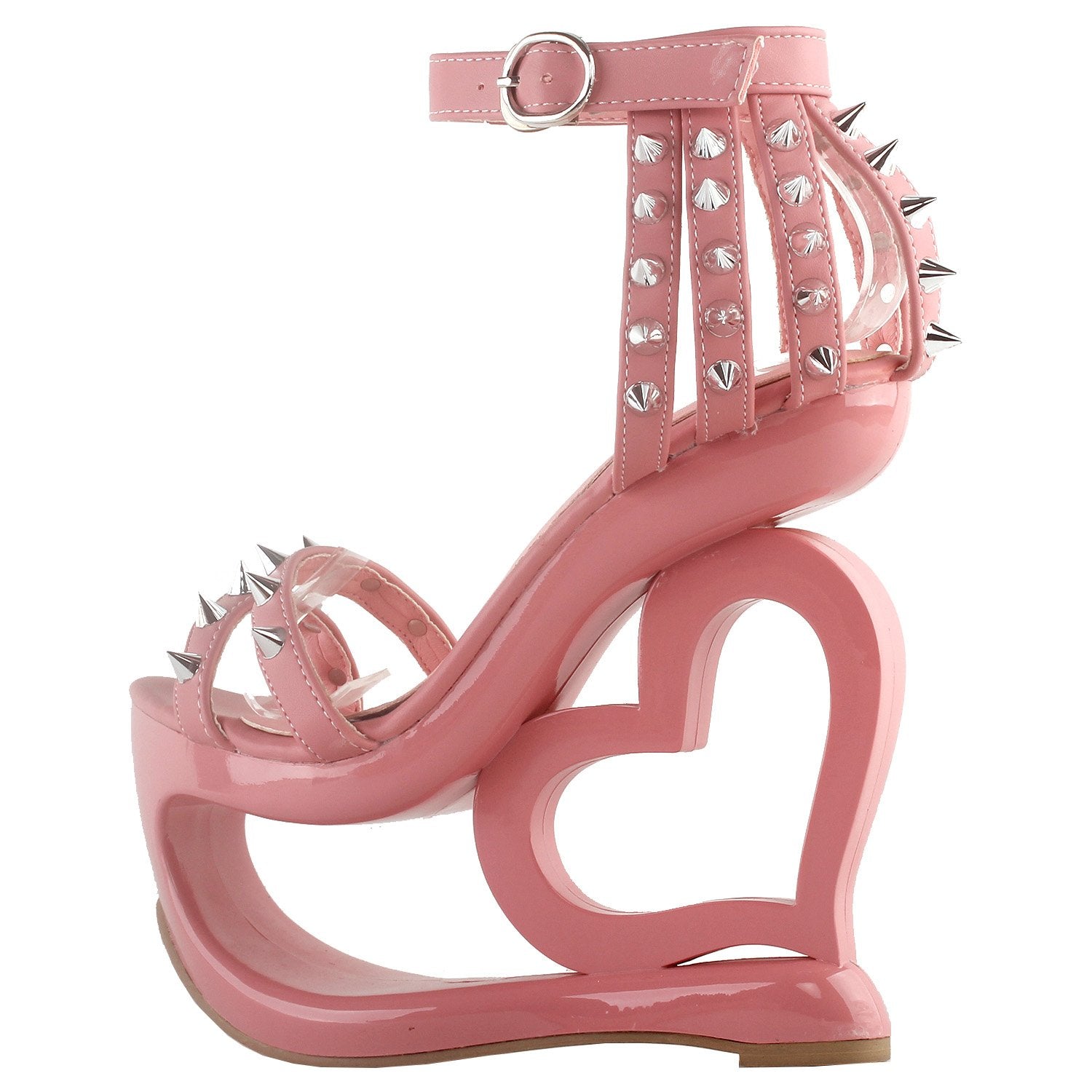 SHOW STORY Fashion Baby Pink Stud Ankle Strap High Heel Platform Party Sandals,