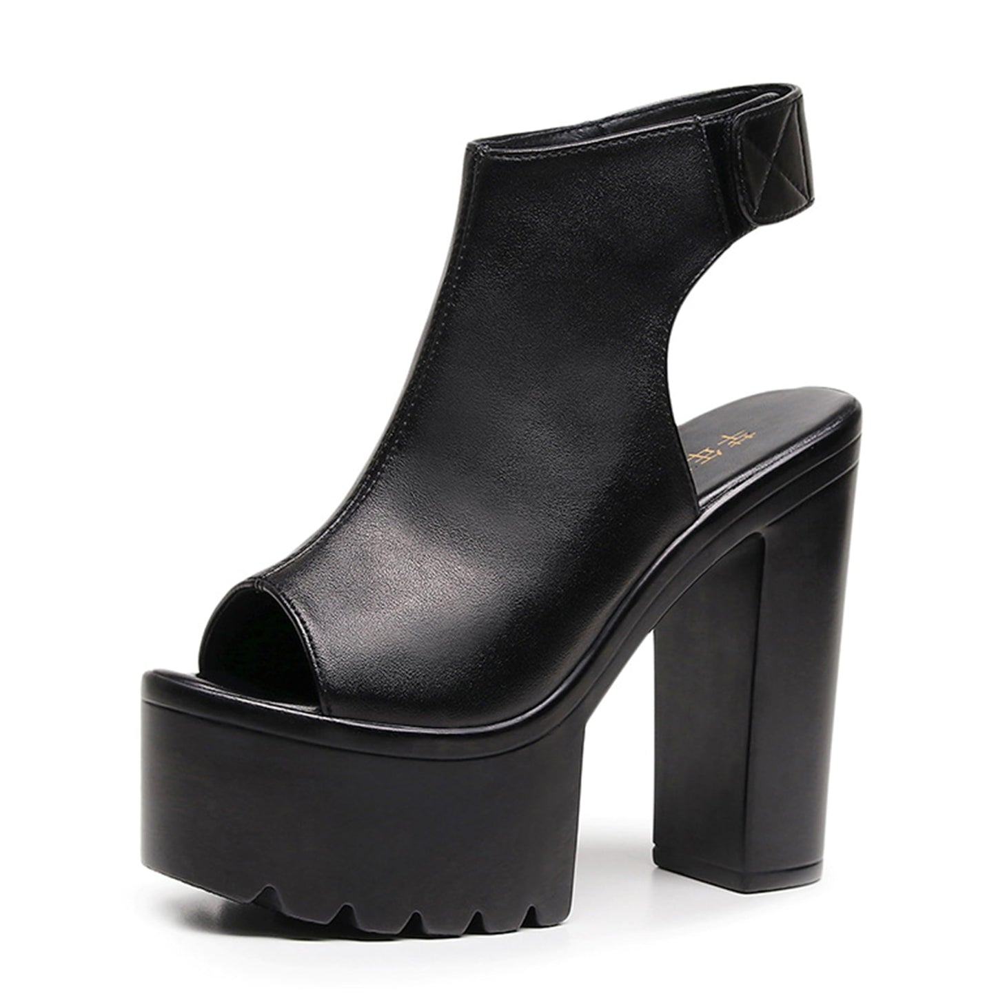 FIFILAPIN Women'S Peep Toe Super High Heel Platform Sandals With Hook And Loop Fashion Round Toe Chunky Platform Slingback Non-Slip Party Dress Shoes For Party, Evening Party, Date (black,8.5)