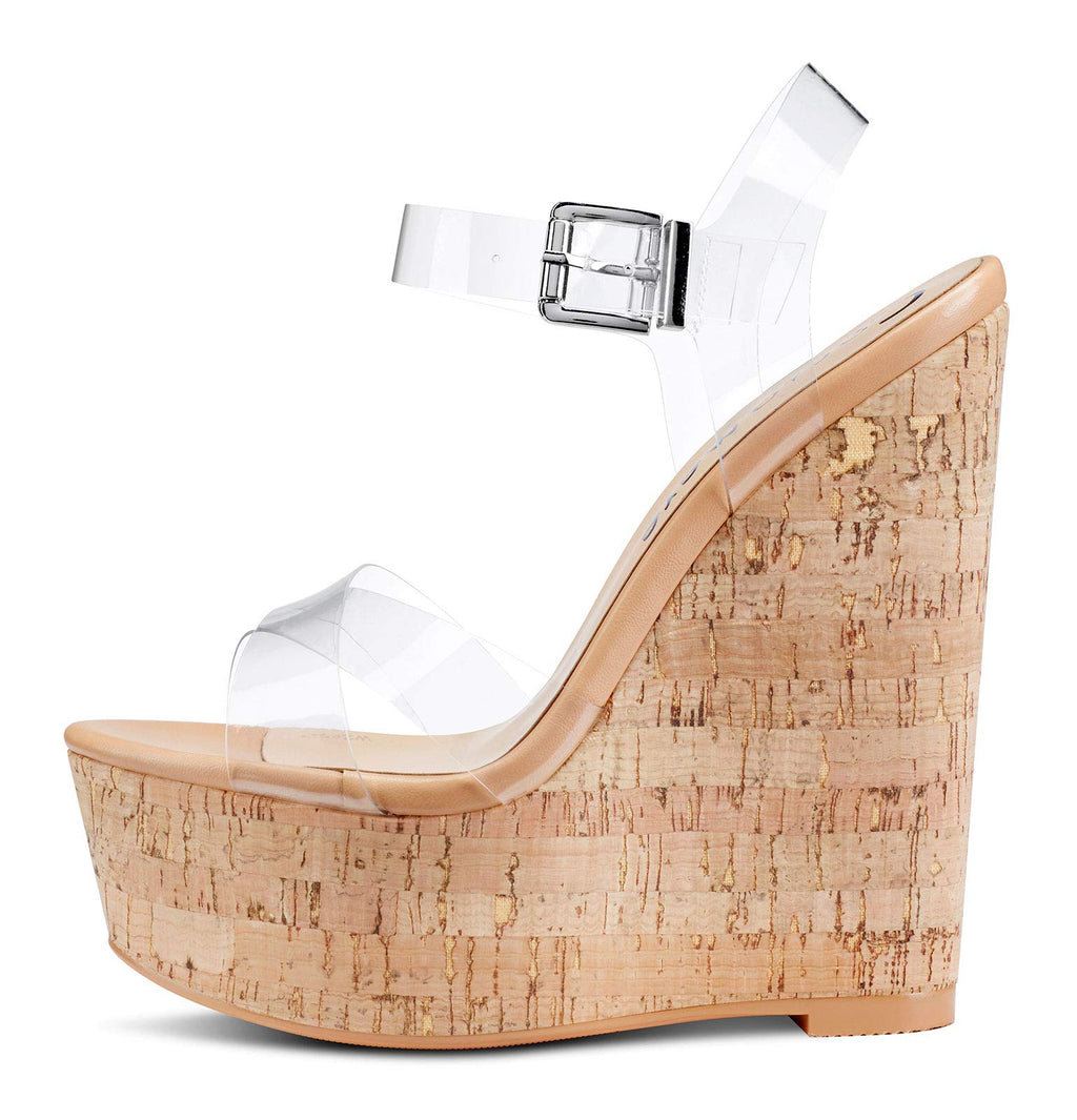Clear Cork Castamere Womens High-Heel Platform Wedge